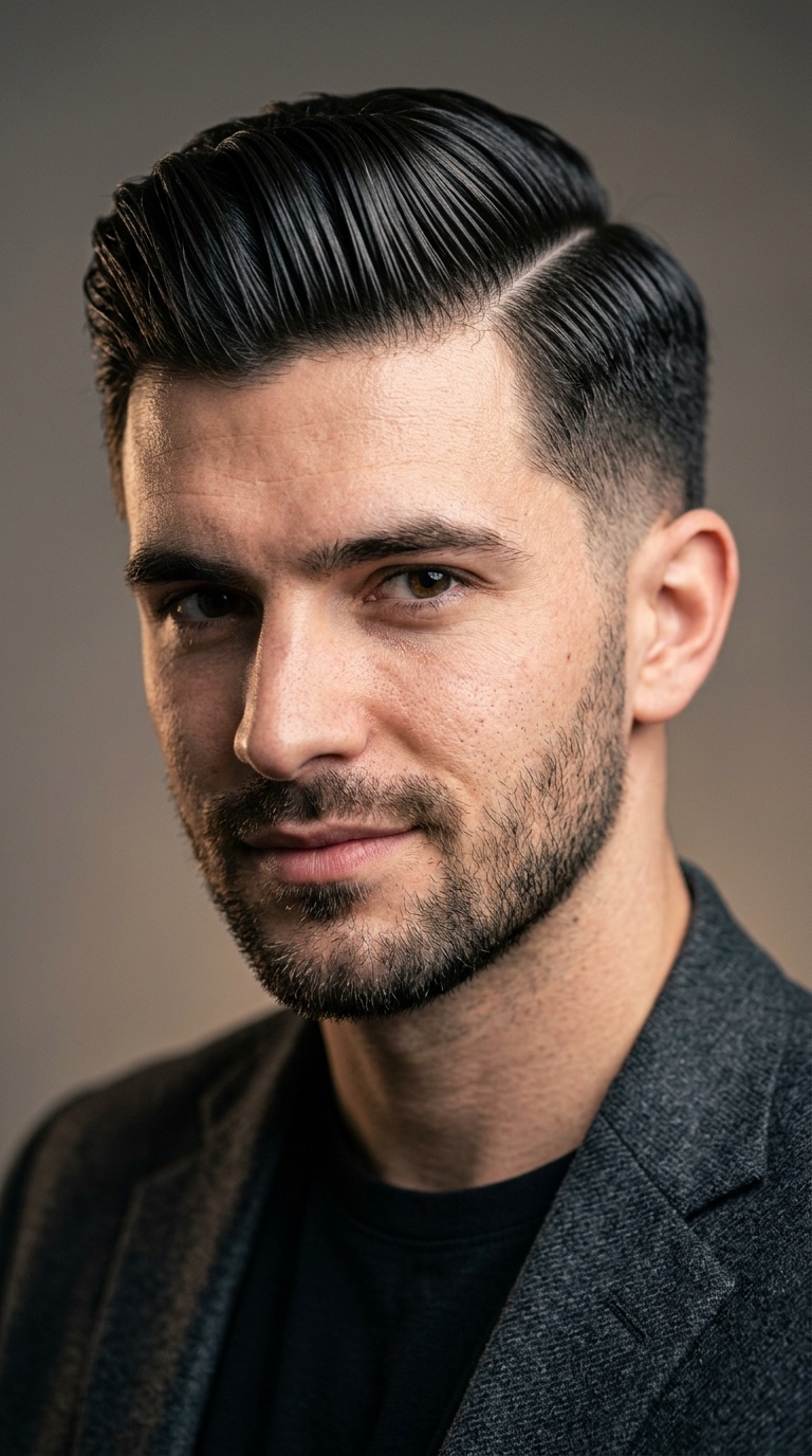 Deep Side Part with Pomade