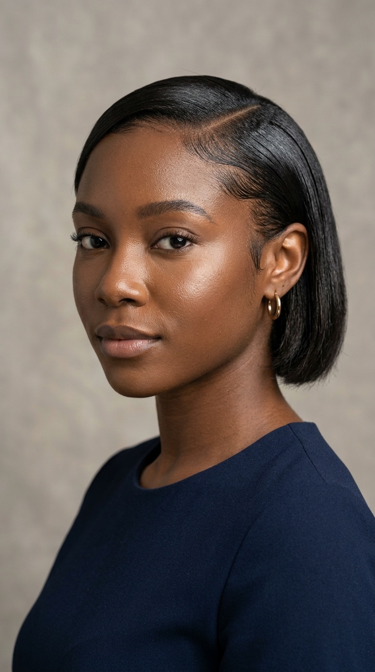 Deep Side Part with Slicked Edges