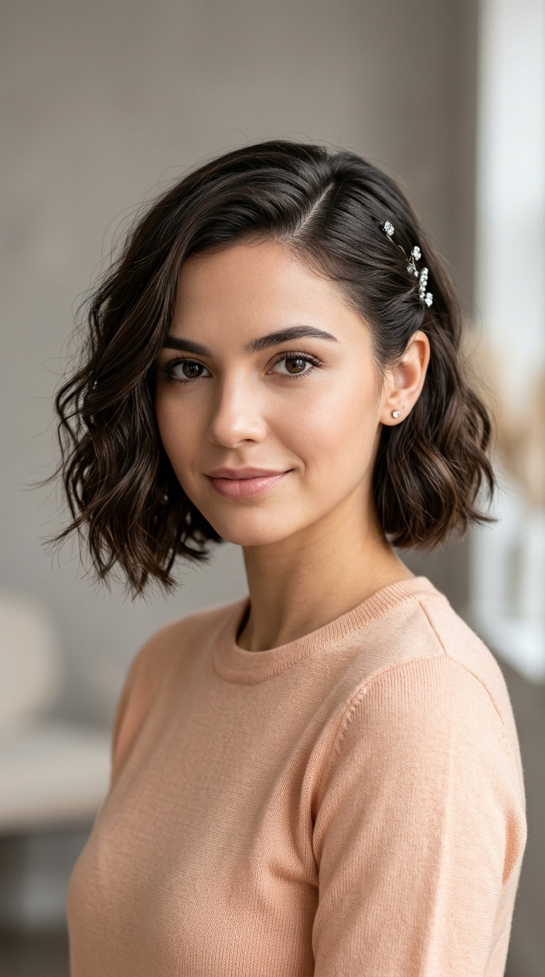 Deep Side Part with Sparkle