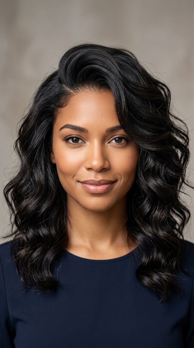 Deep Side Part with Textured Waves
