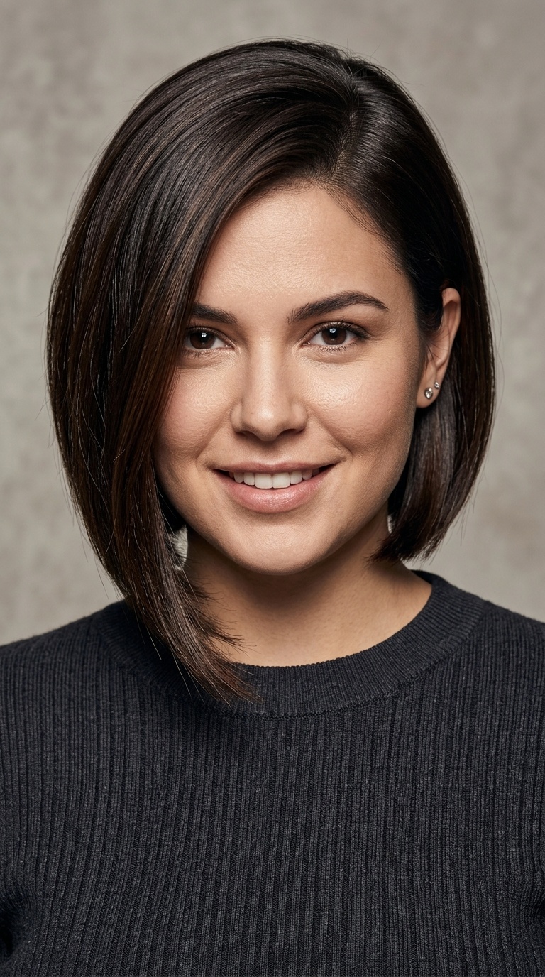 Deep Side-Parted Angled Bob