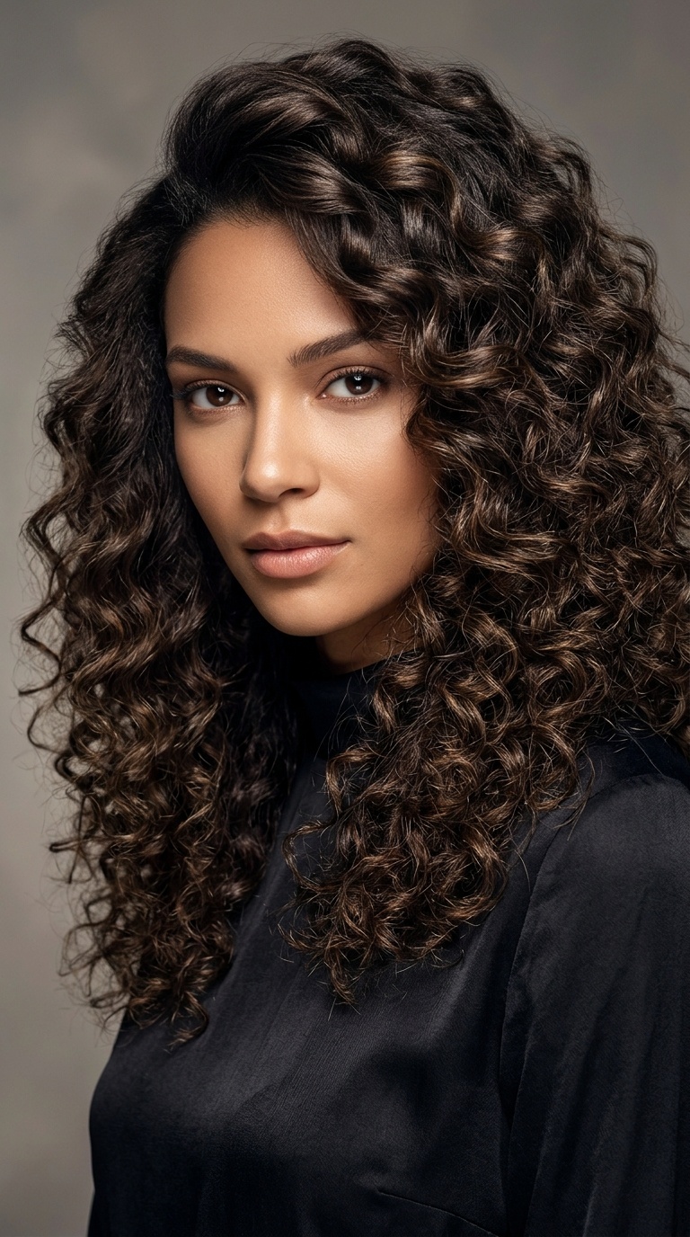 Deep Side-Parted Disco Curls