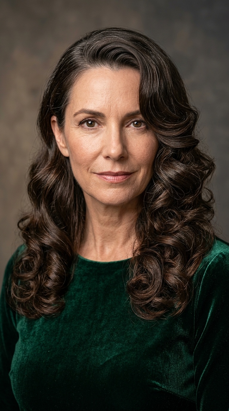 Deep Side-Parted Glamour Curls