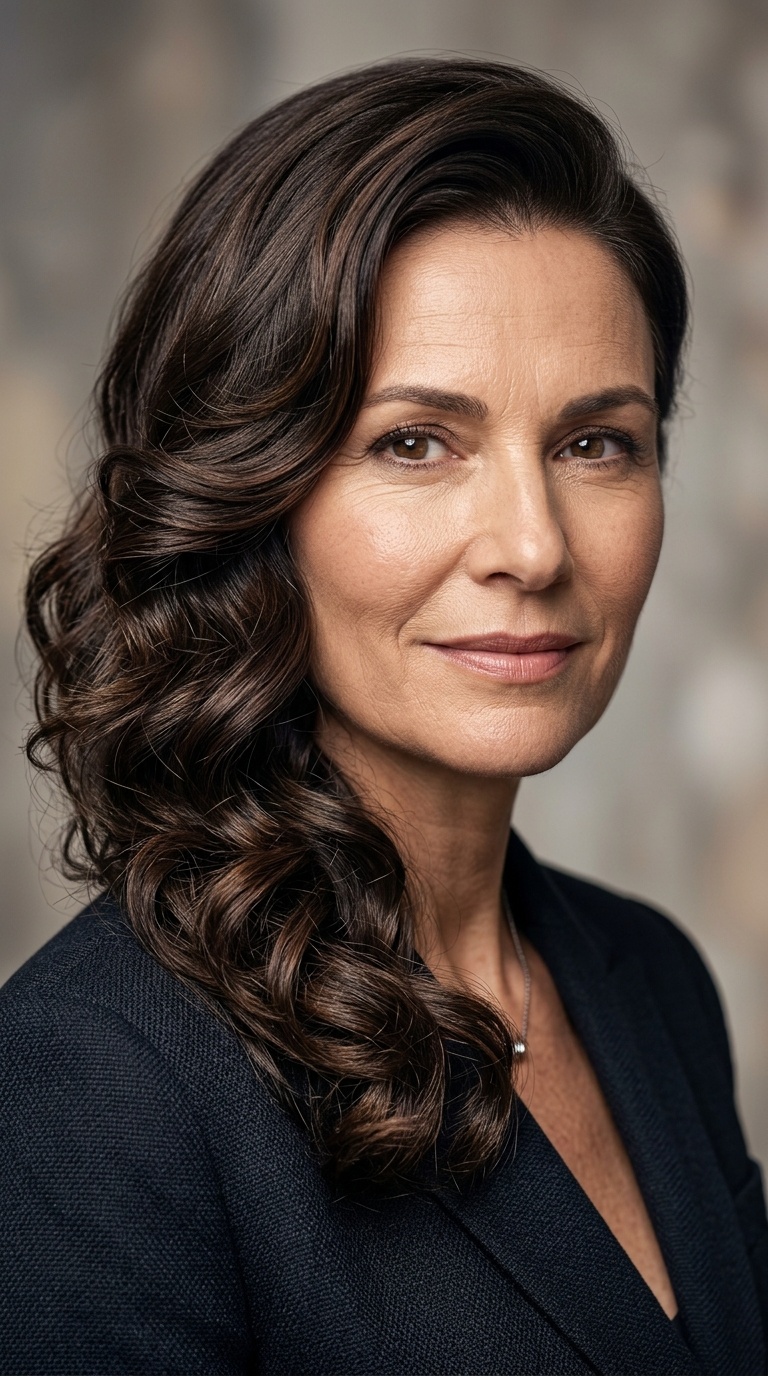 Deep Side-Parted Glamour Curls