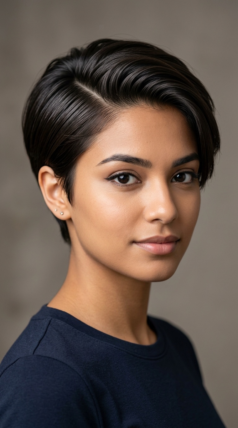 Deep Side-Parted Pixie