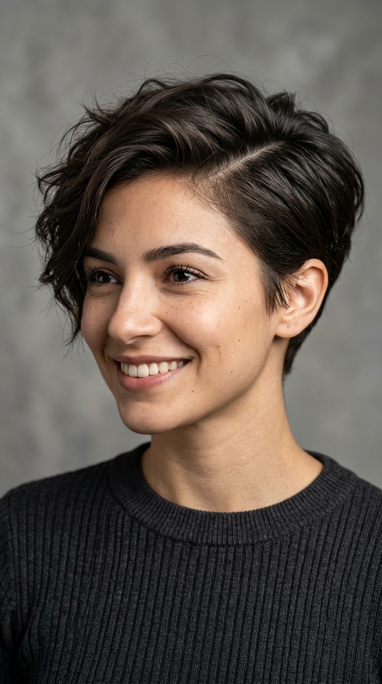 Deep Side-Parted Pixie