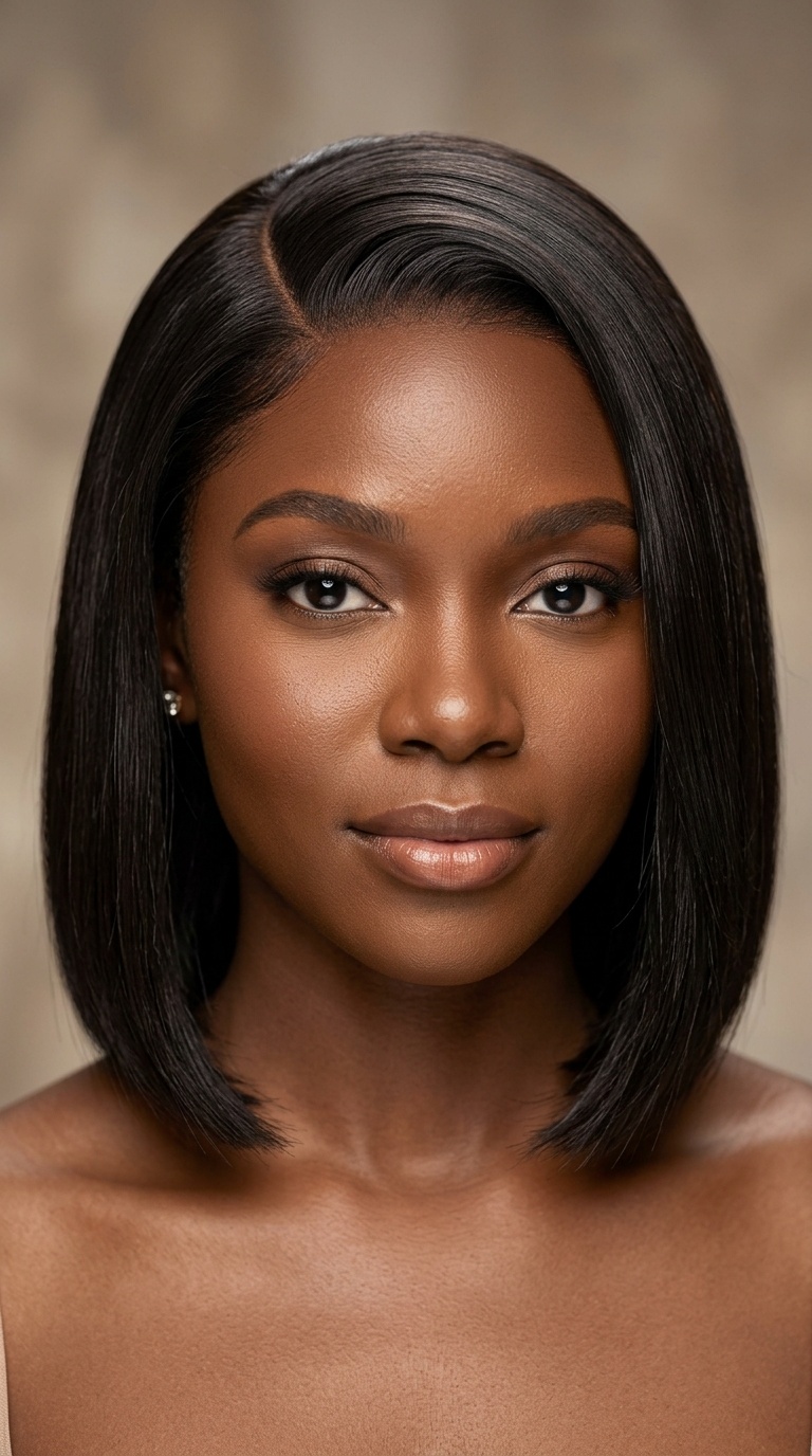 Deep Side-Parted Sleek Bob