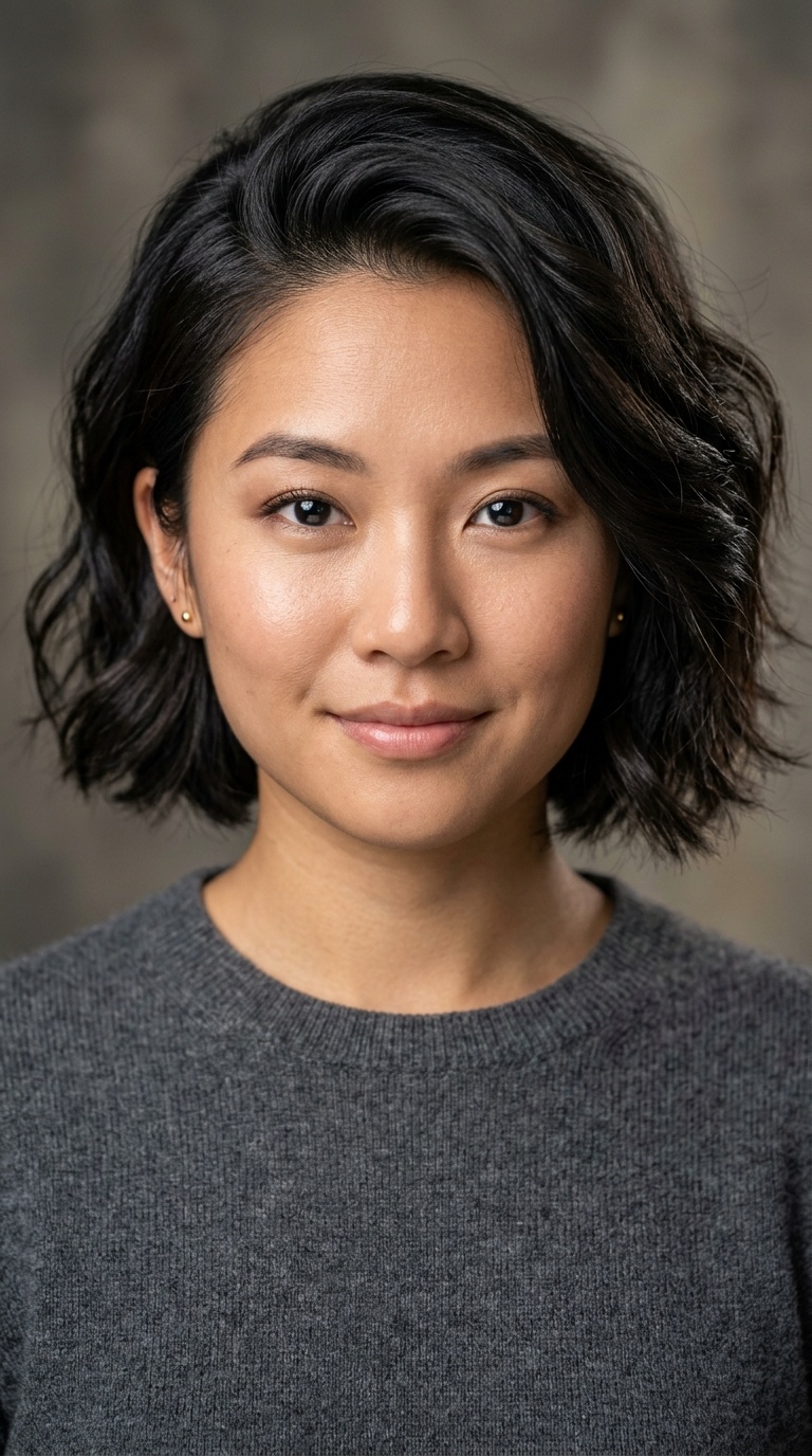 Deep Side-Parted Textured Bob