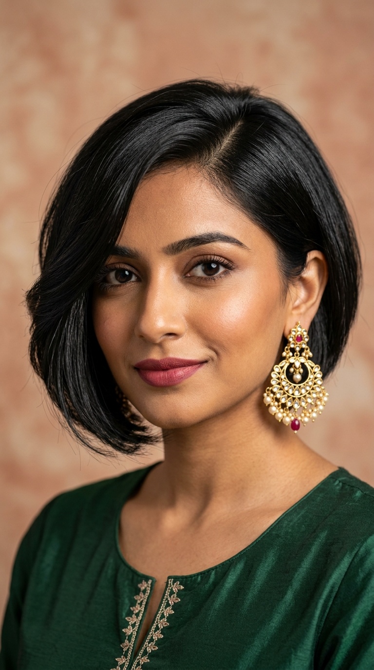 Deep Side Sweep with Statement Earrings