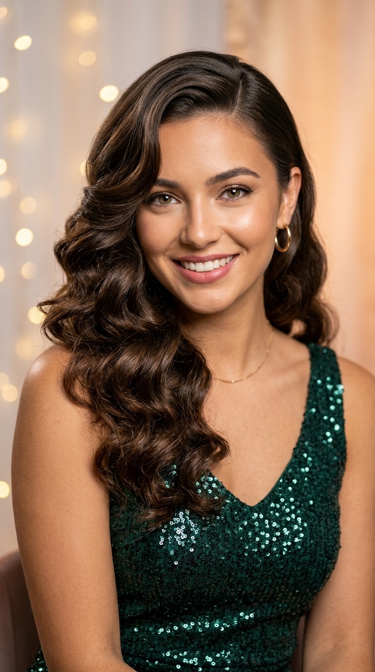 Deep Side Sweep with Vintage Curls