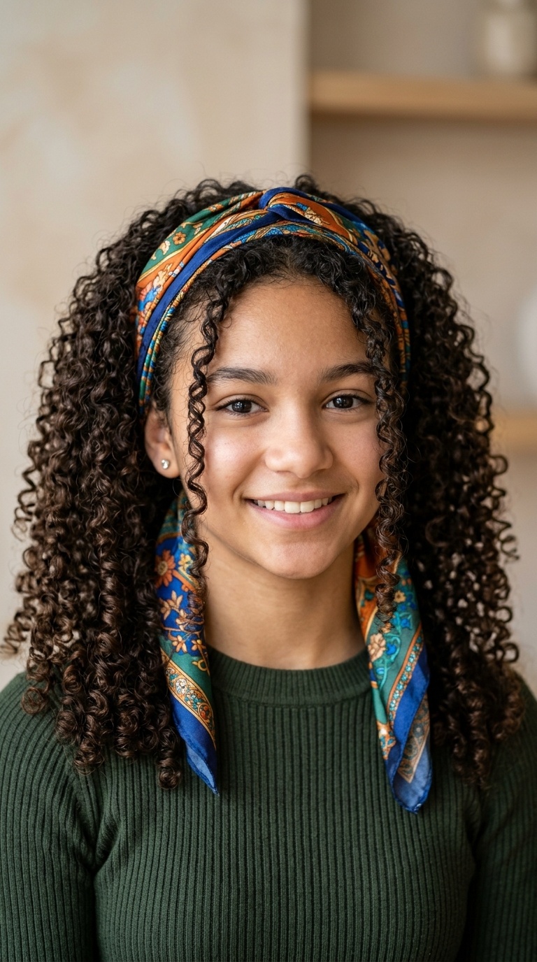 Defined Curls with Silk Scarf