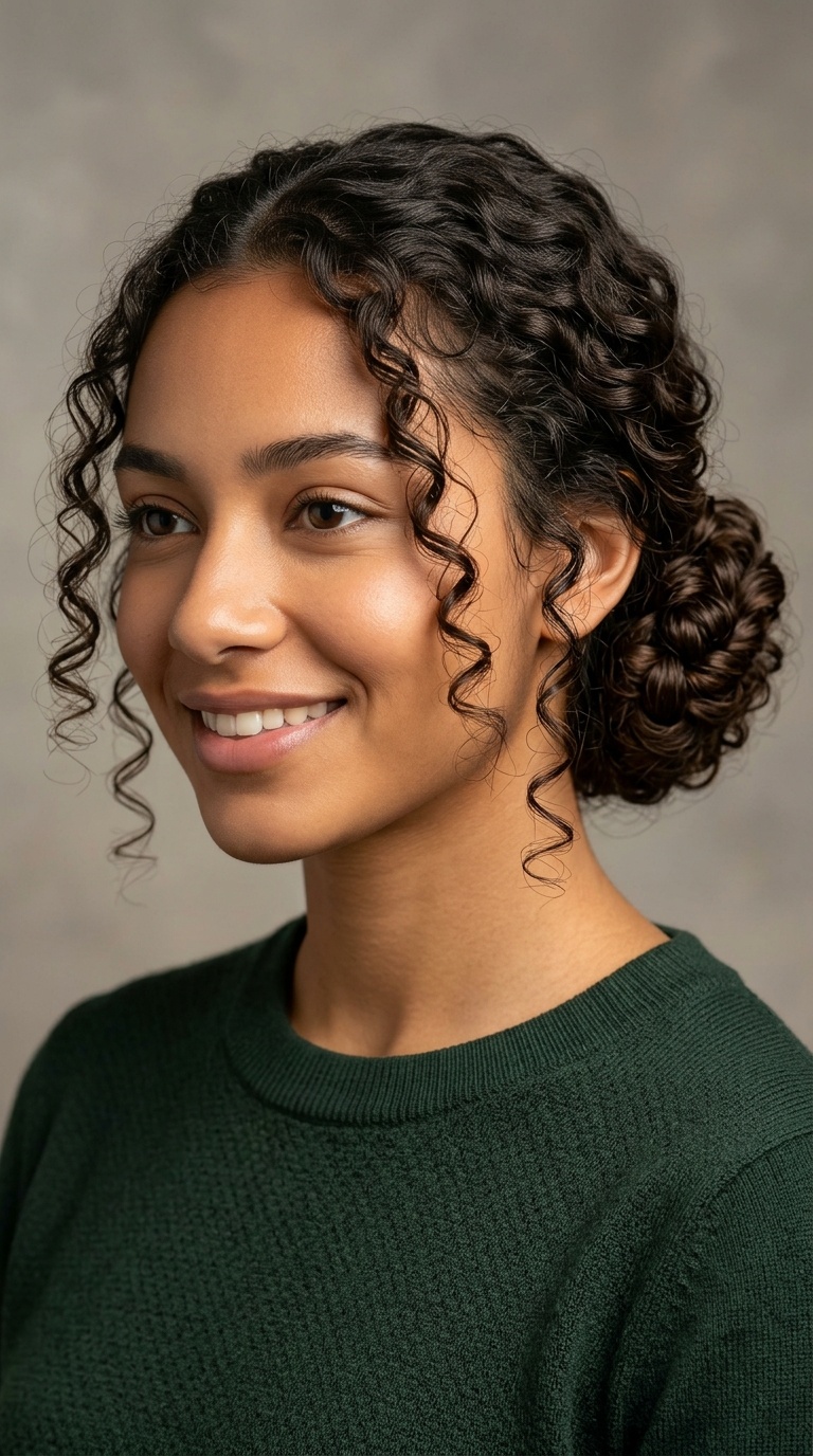 Defined Low Bun with Tendrils