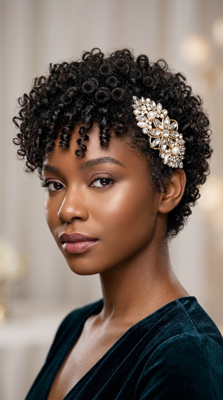 Defined Pixie Curls with a Statement Clip