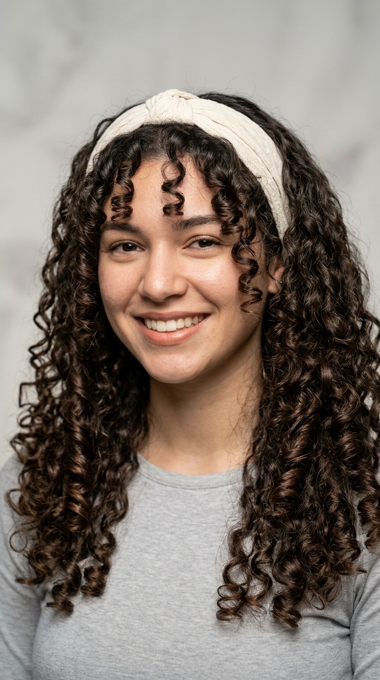 Defined Spiral Curls with a Headband