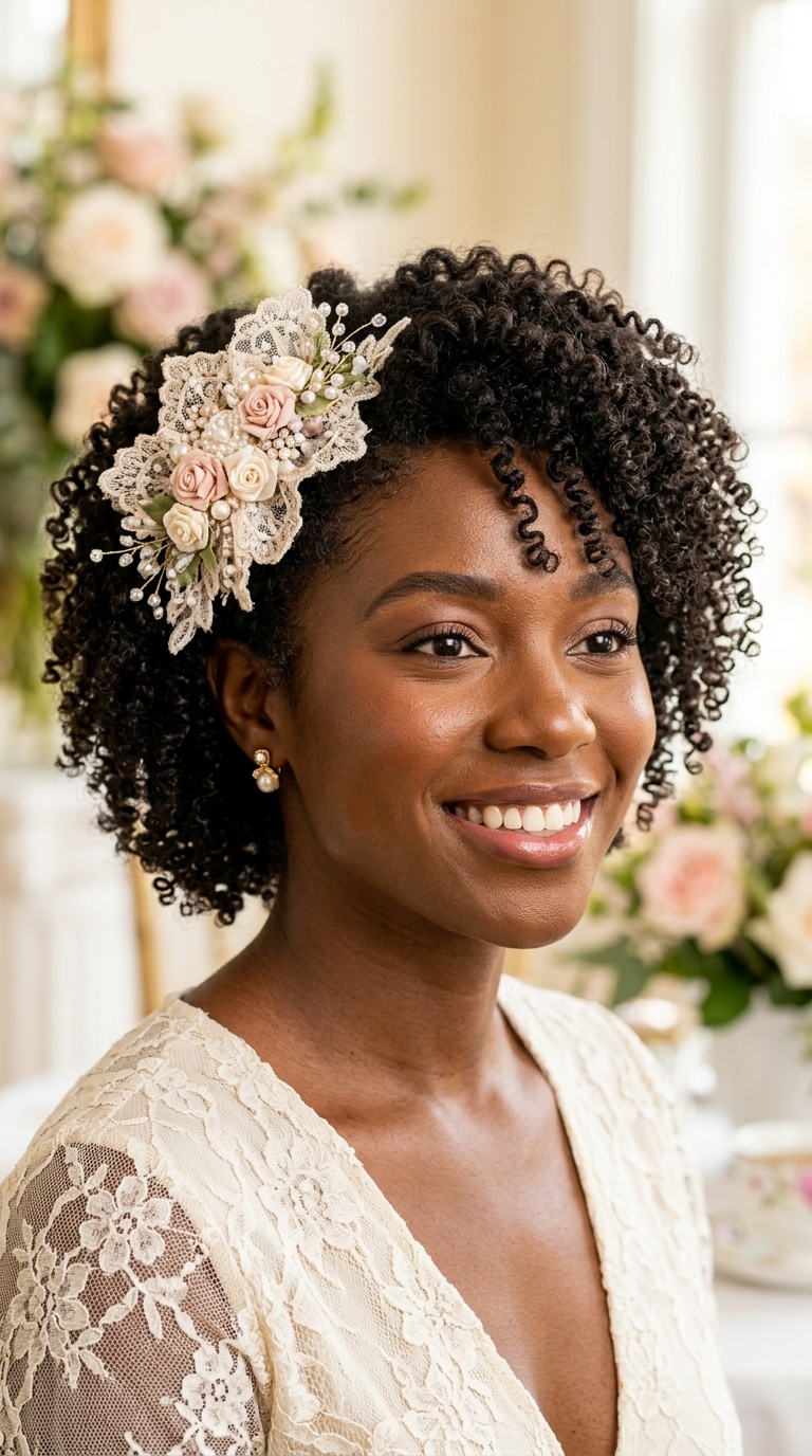 Defined Wash-and-Go with a Floral Fascinator
