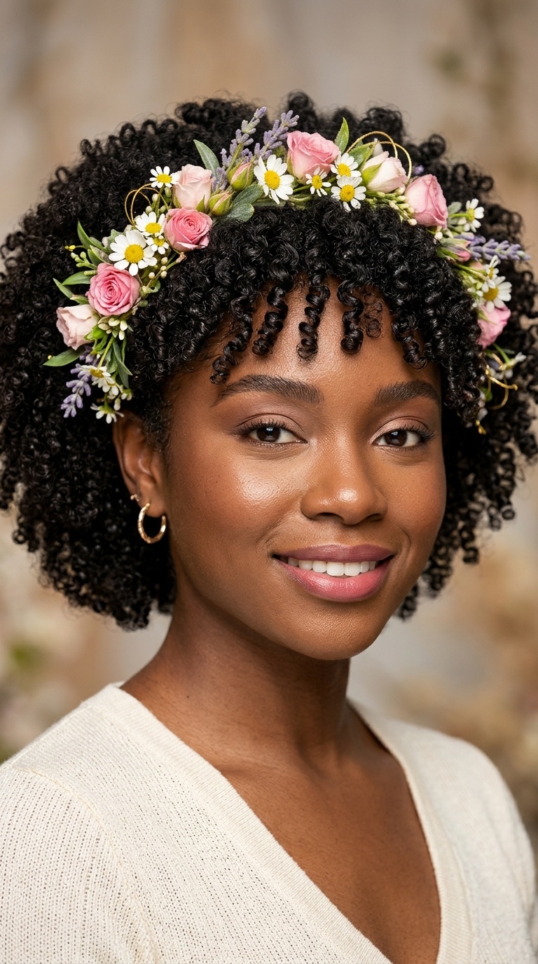 Defined Wash-and-Go with Floral Headband