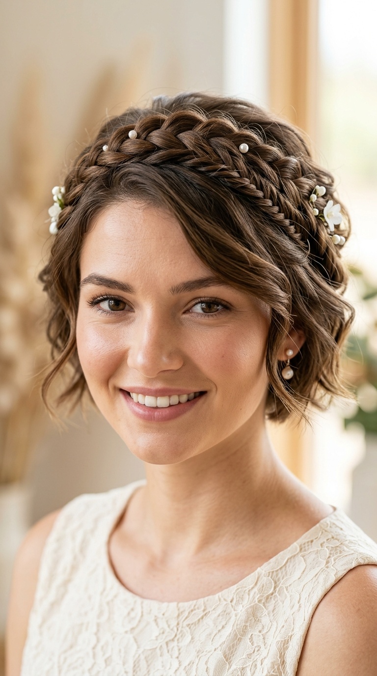 Delicate Braided Crown for Short Hair