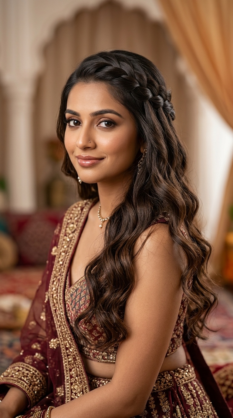 Delicate Waterfall Braid with Waves