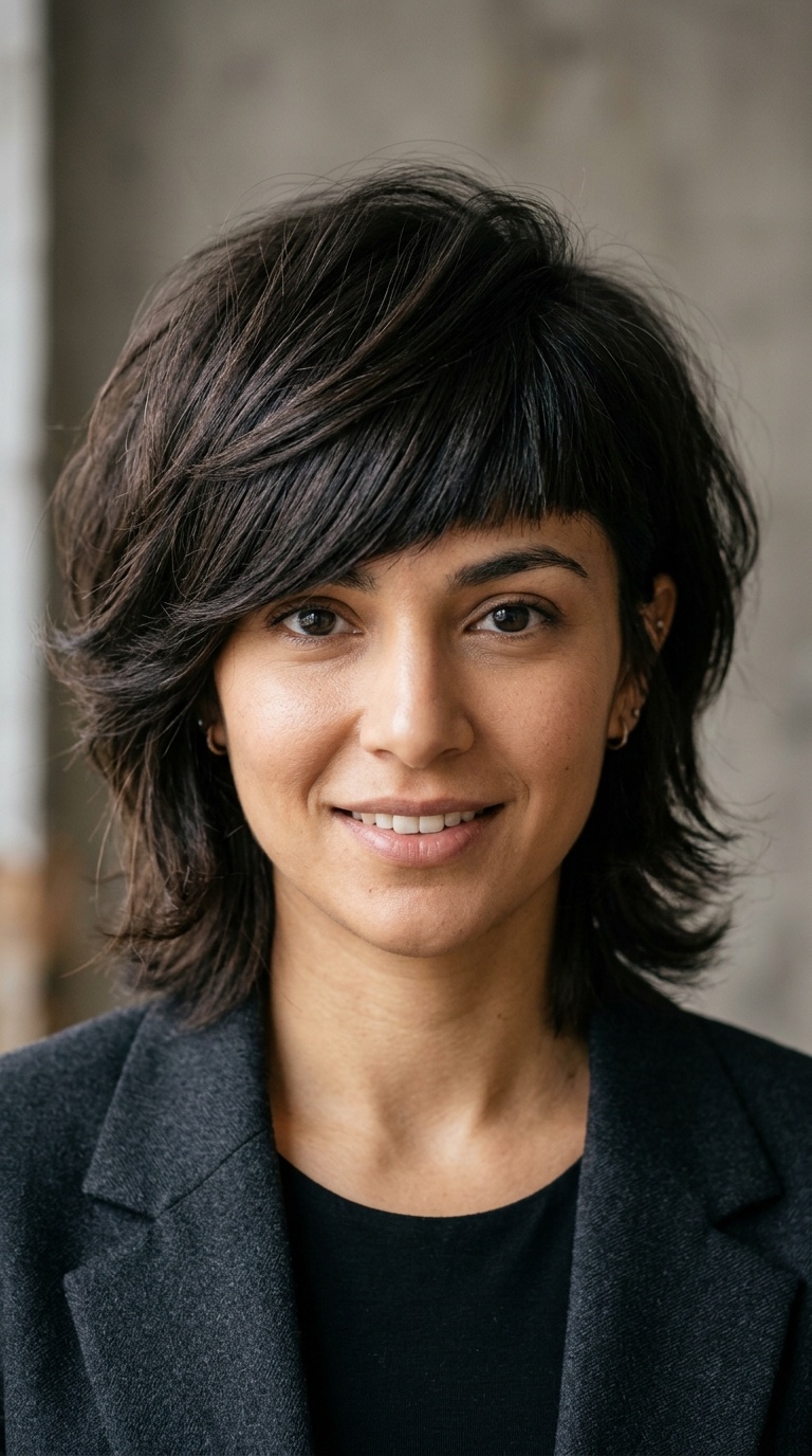 Diagonal Blunt Fringe with Height