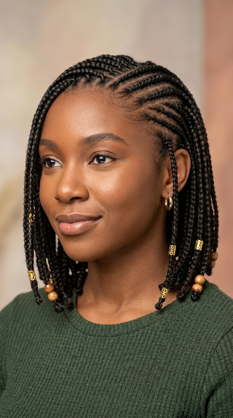 Diagonal Cornrow Accents