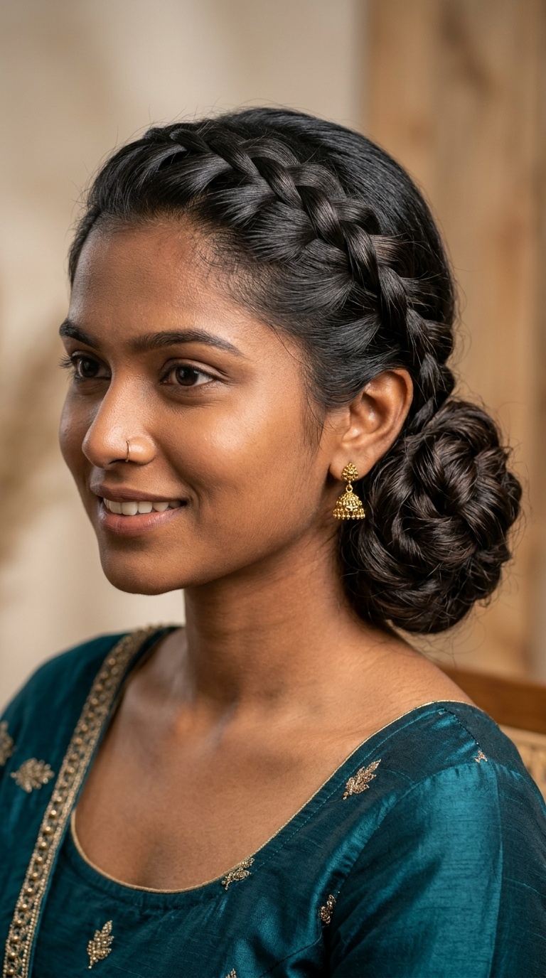 Diagonal Dutch Braid to Side Bun