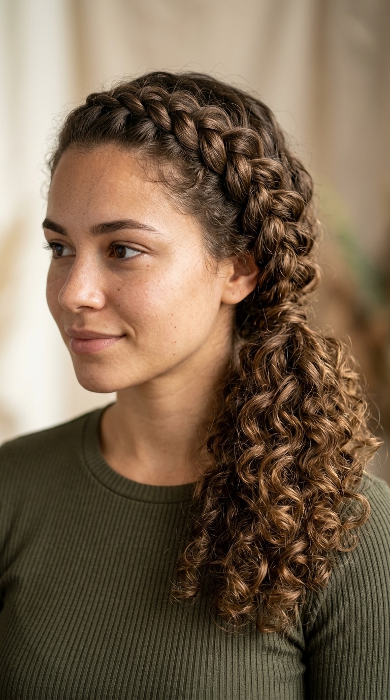 Diagonal Dutch Braid with Loose Ringlets