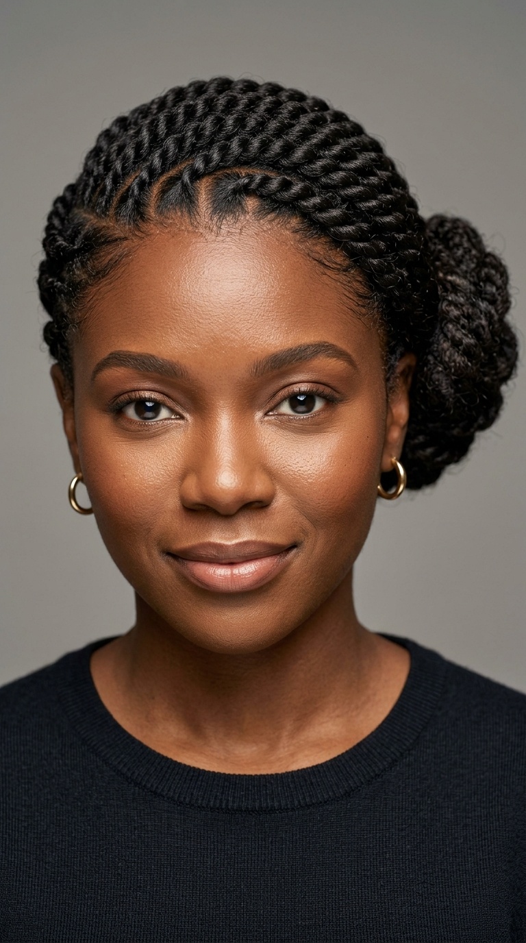 Diagonal Flat Twists into a Side Bun