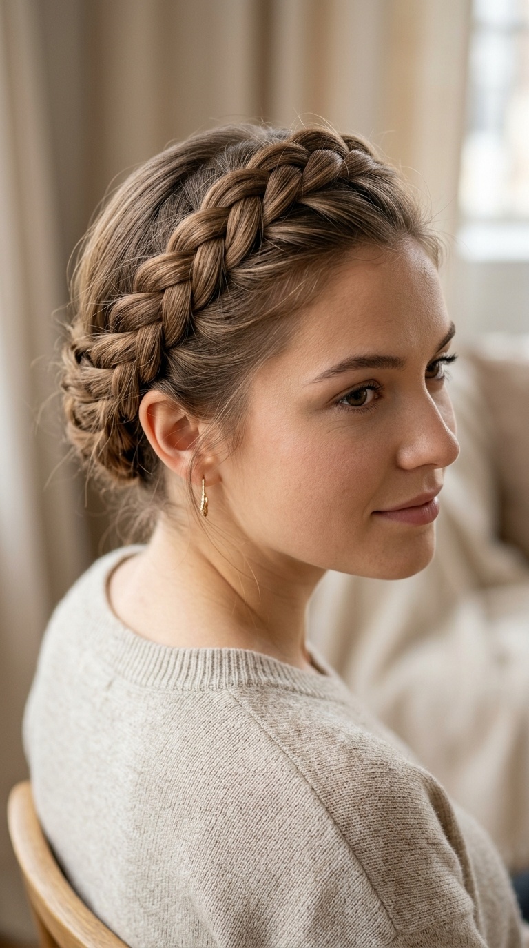 Diagonal French Braid Crown