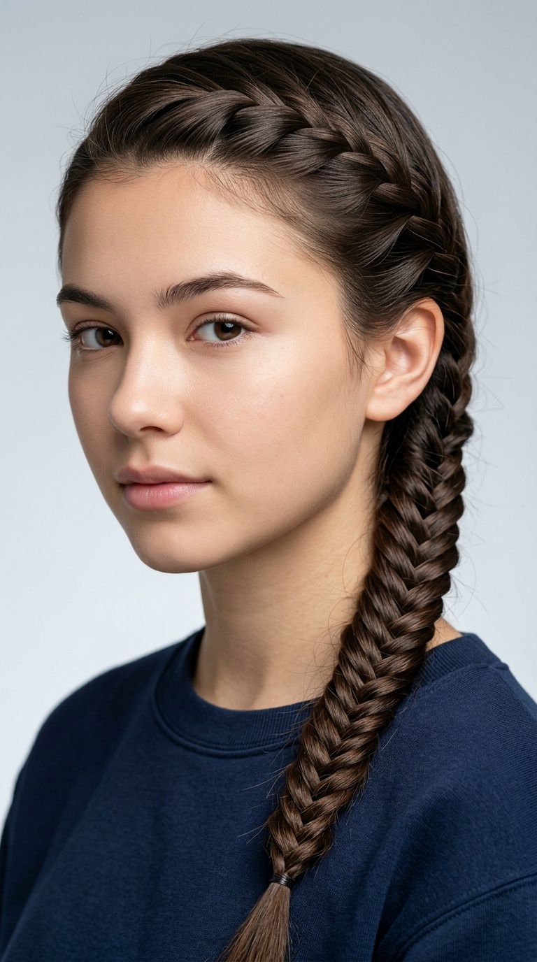 Diagonal Parted Fishtail Braids