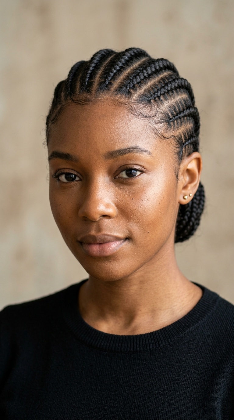 Diagonal Parting Cornrows