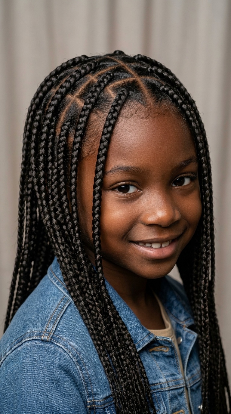 Diamond-Parted Box Braids