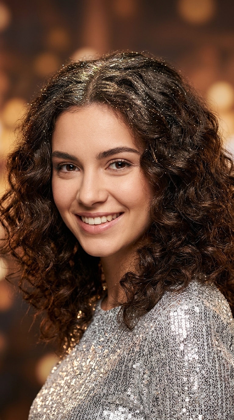 Disco Curls with Glitter Root Spray