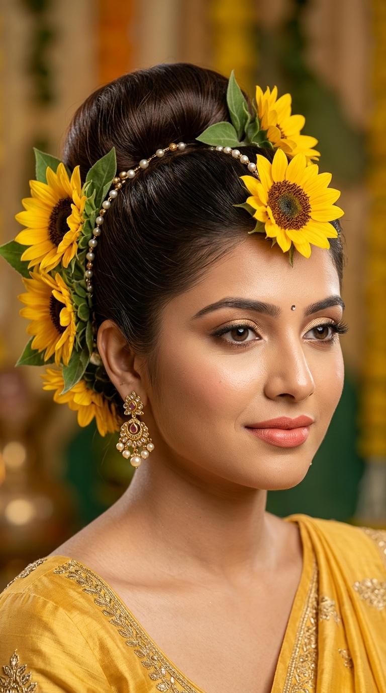 Donut Bun with Real Sunflower