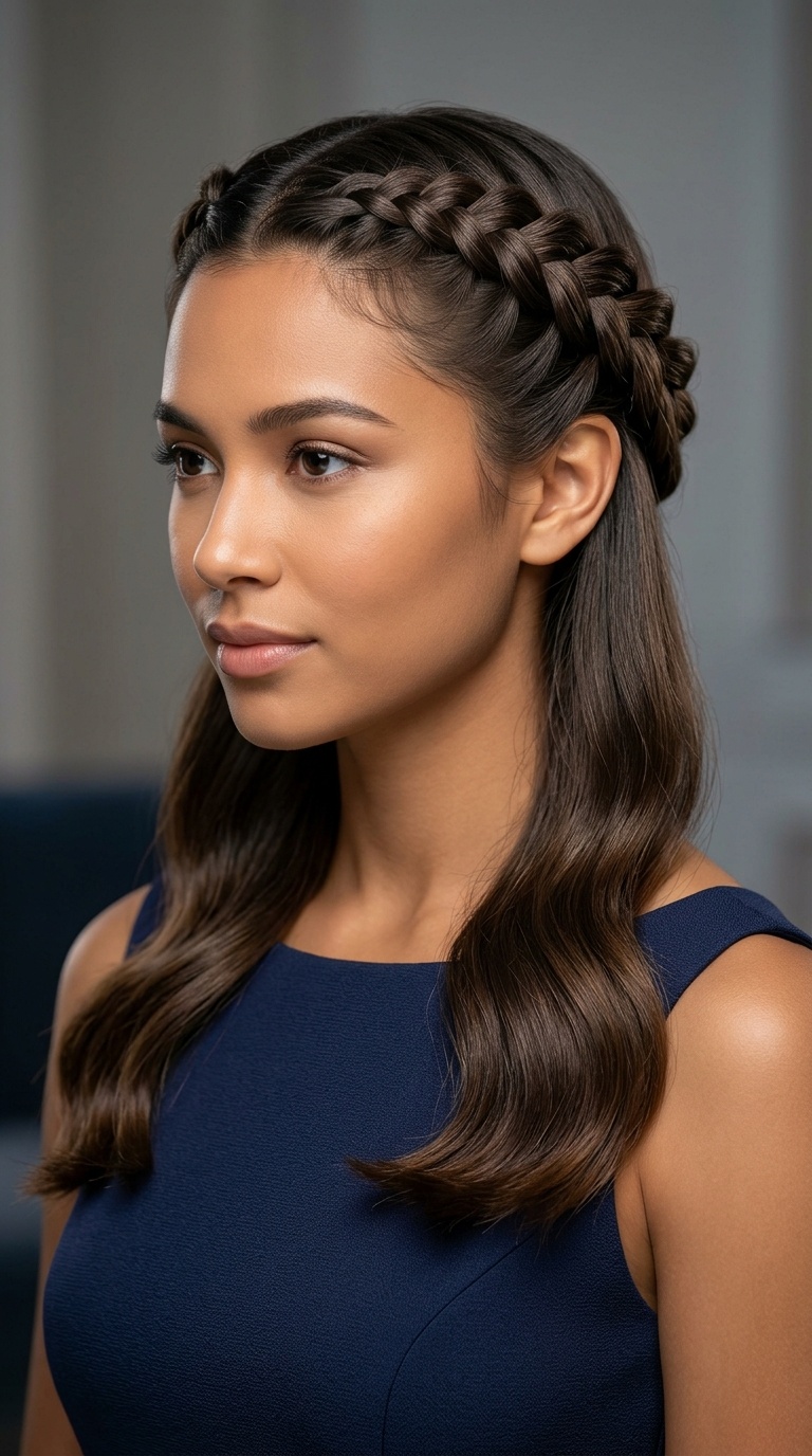 Double Braided Crown with Sleek Lengths