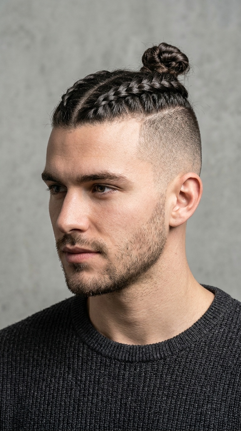 Double Braided Top-Knot with Undercut