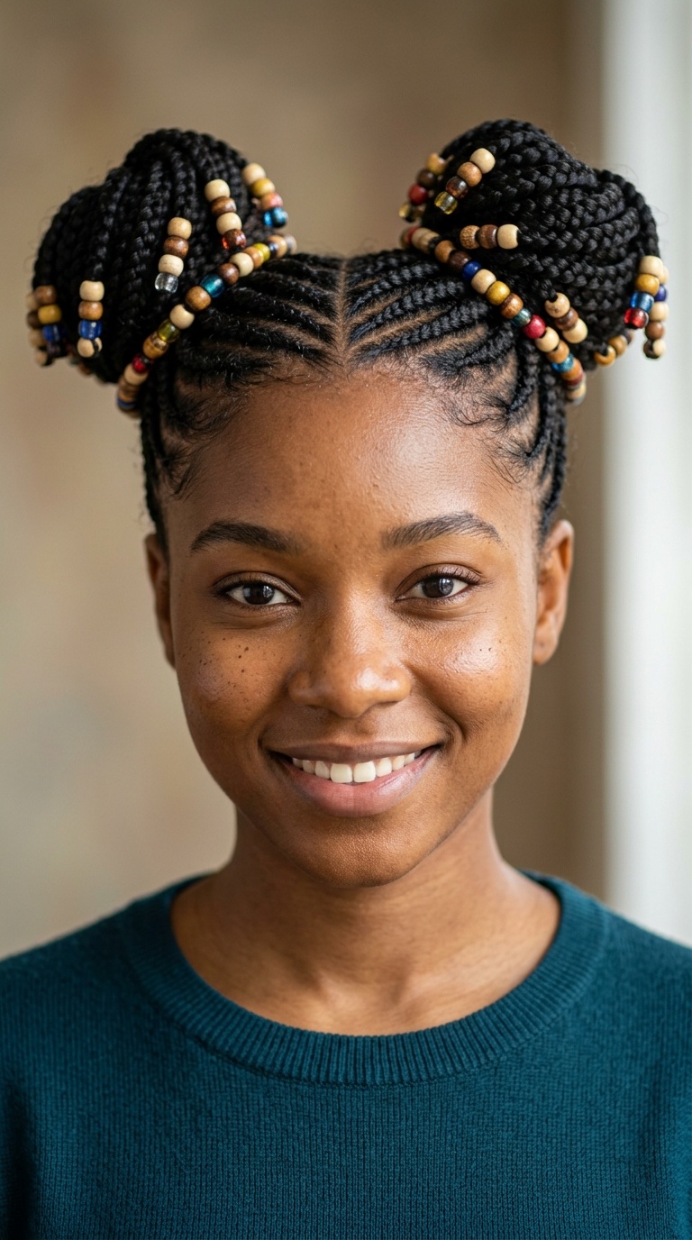 Double Buns with Beaded Ends