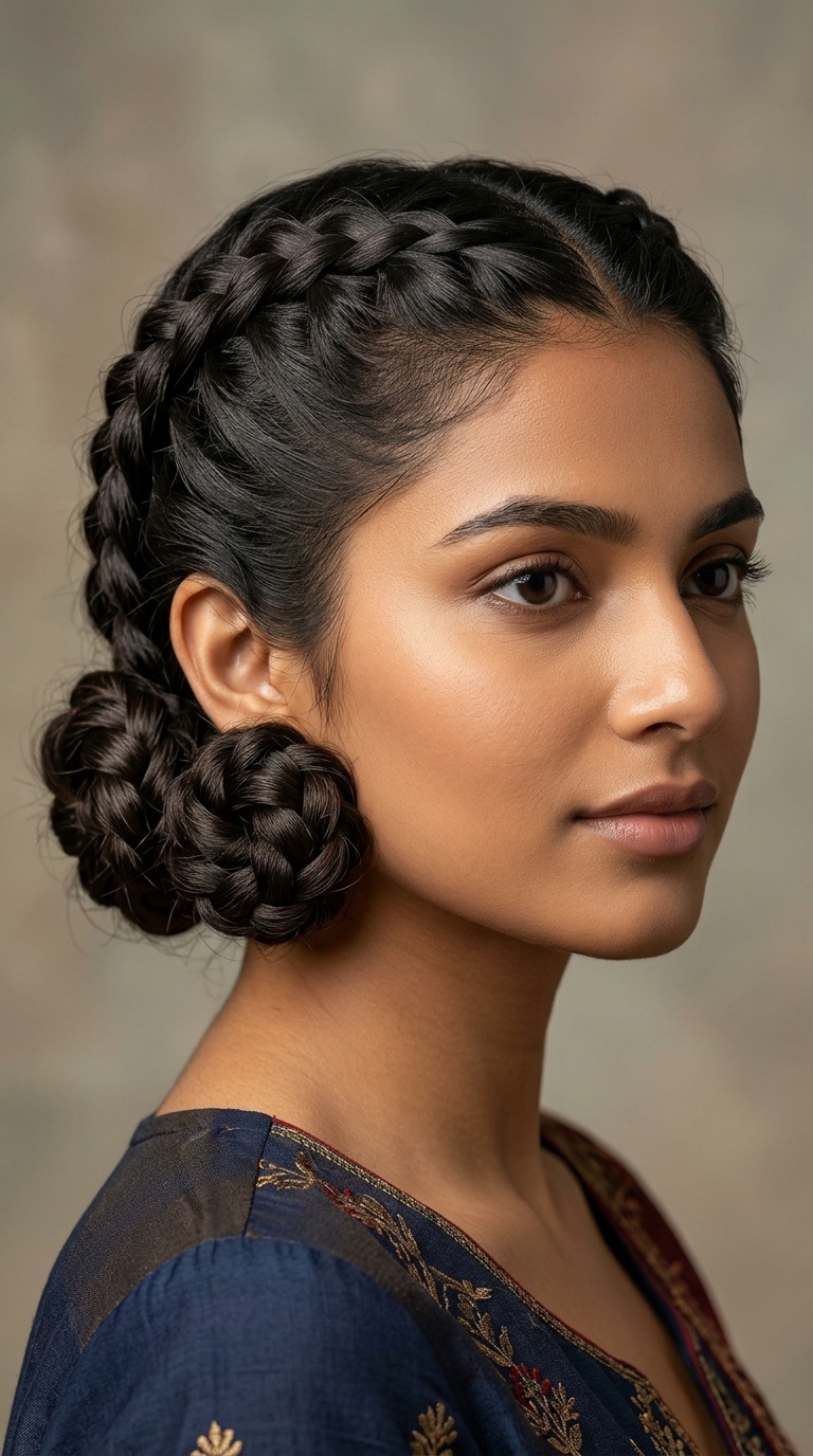 Double Dutch Braid Low Buns
