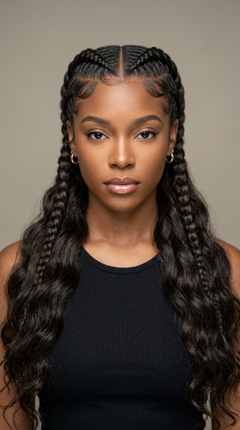 Double Dutch Braids into Long Waves