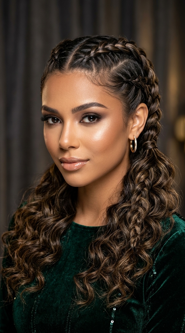 Double Dutch Braids into Loose Curls