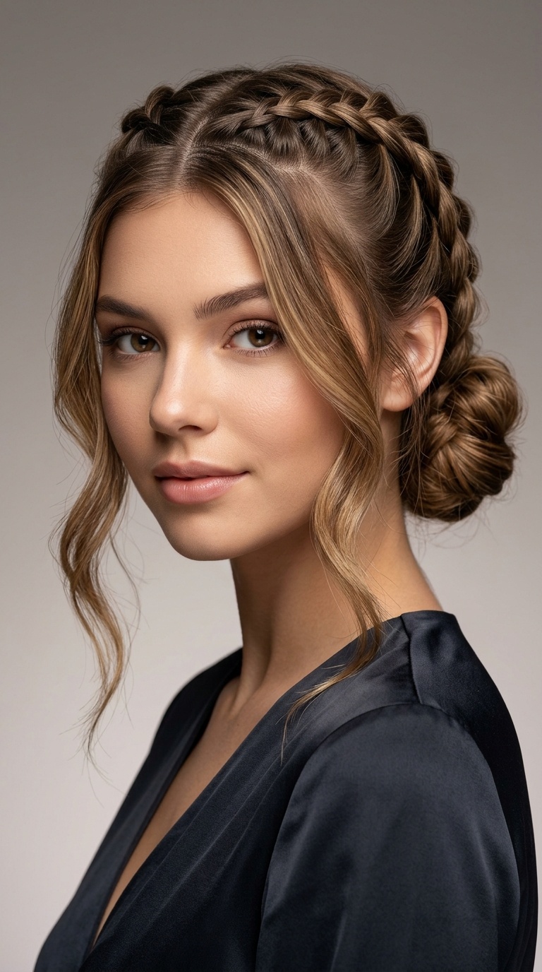 Double Dutch Braids into Low Buns