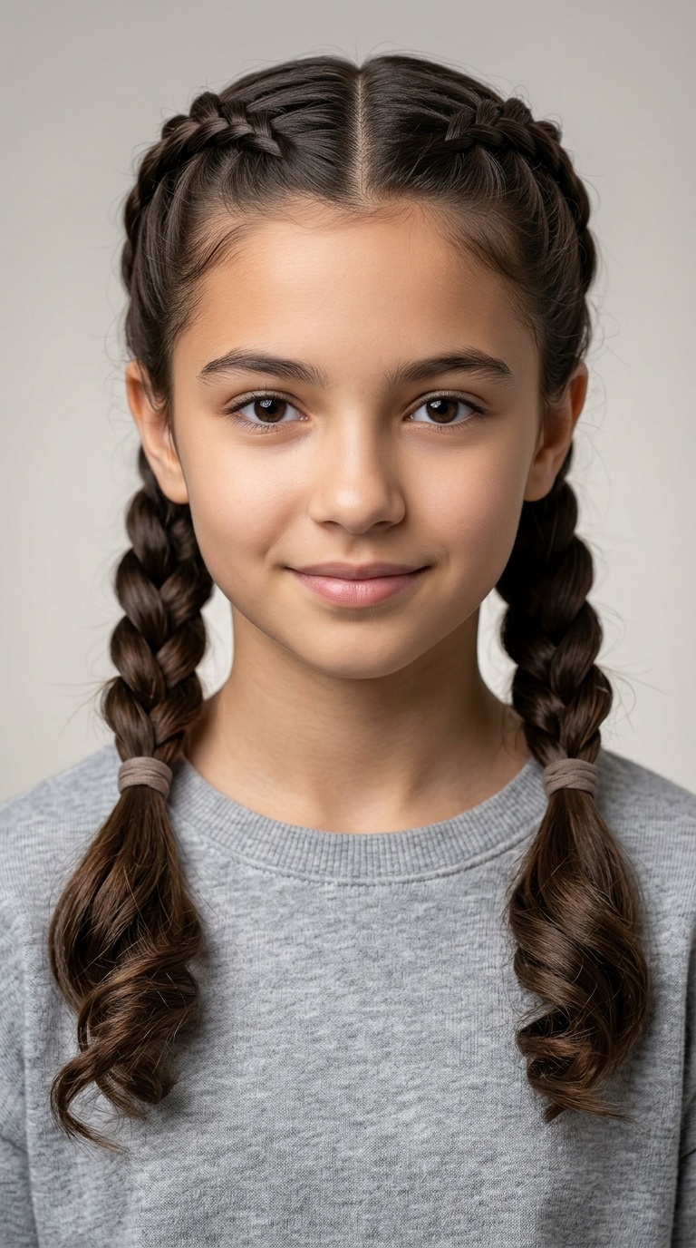 Double Dutch Braids into Low Pigtails