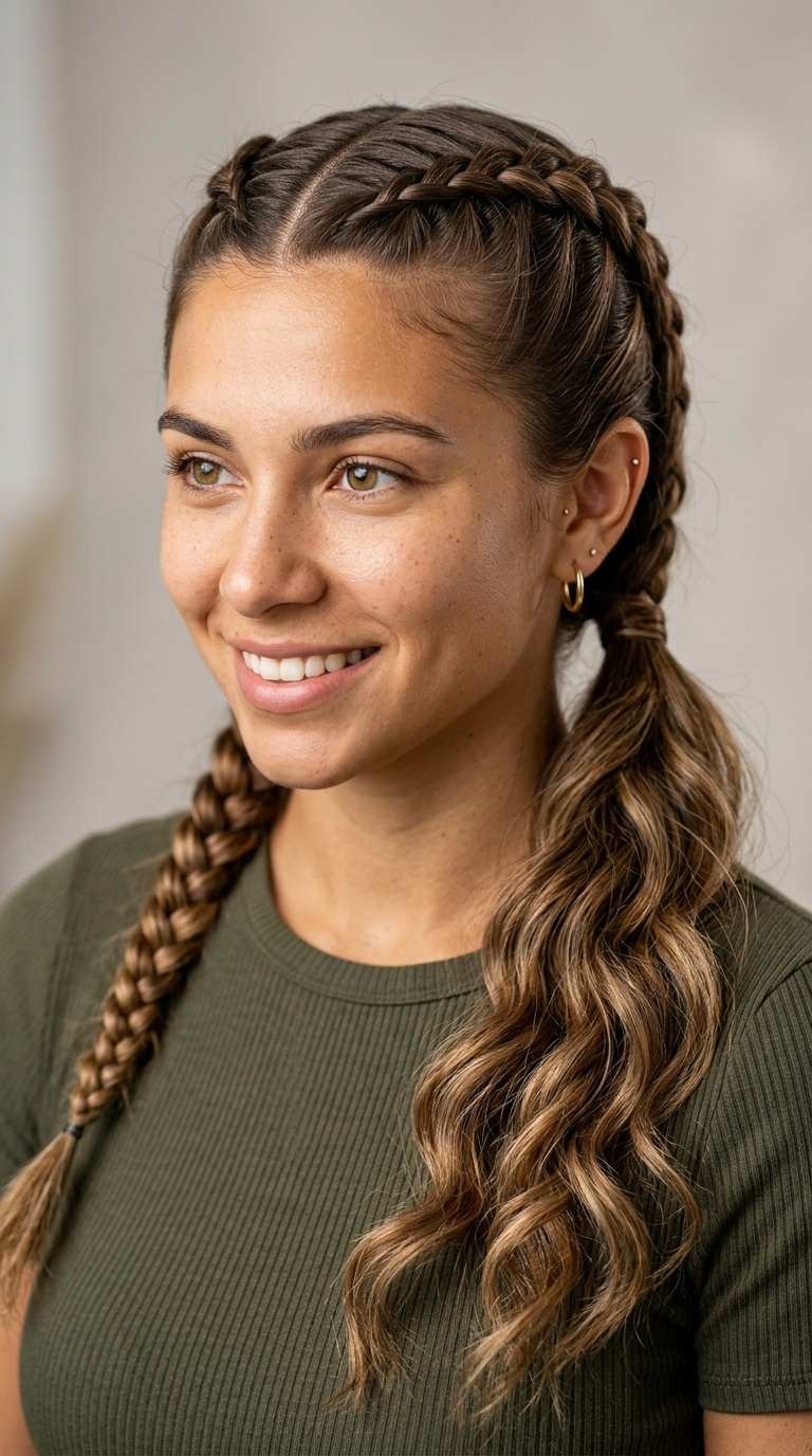 Double Dutch Braids into Wavy Ends