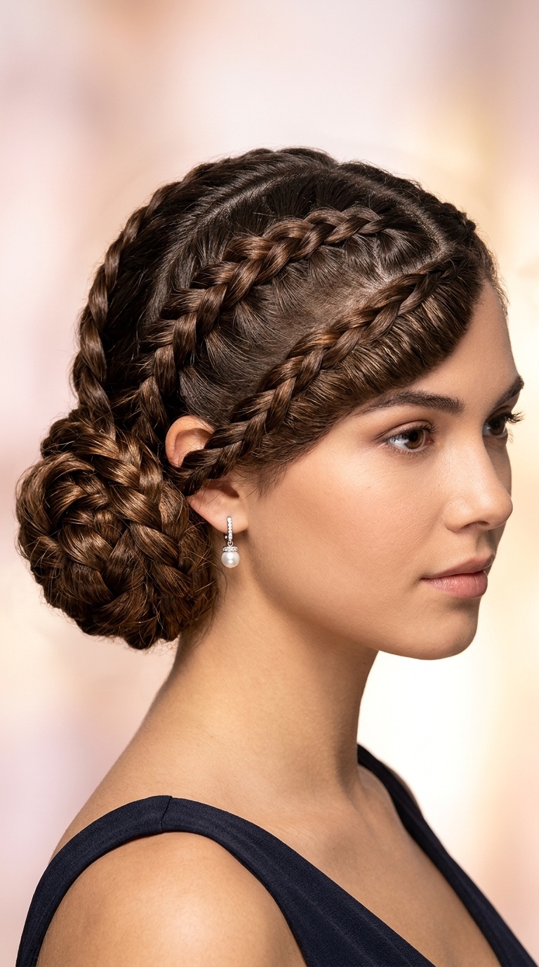 Double Dutch Braids to Bun