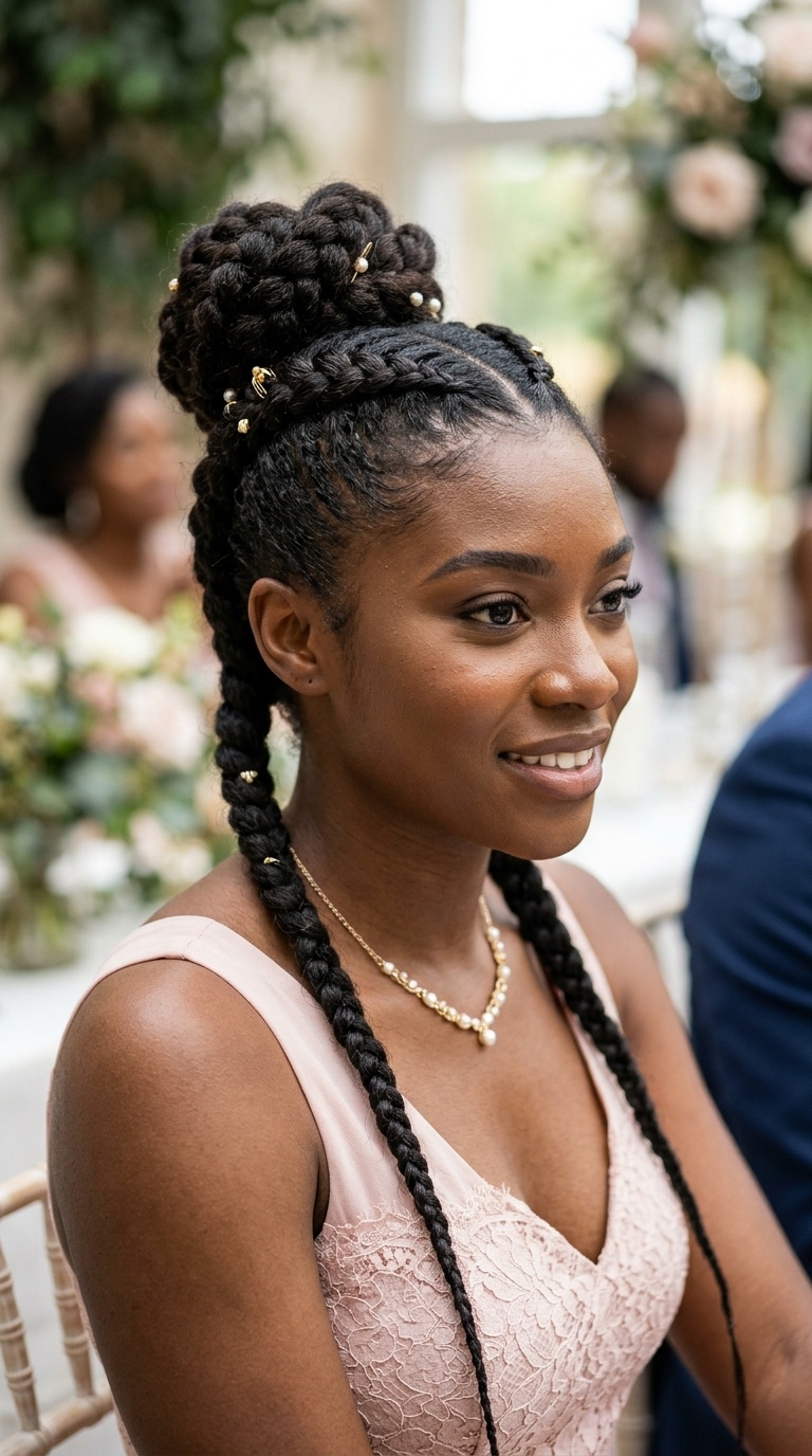 Double Dutch Braids to Bun
