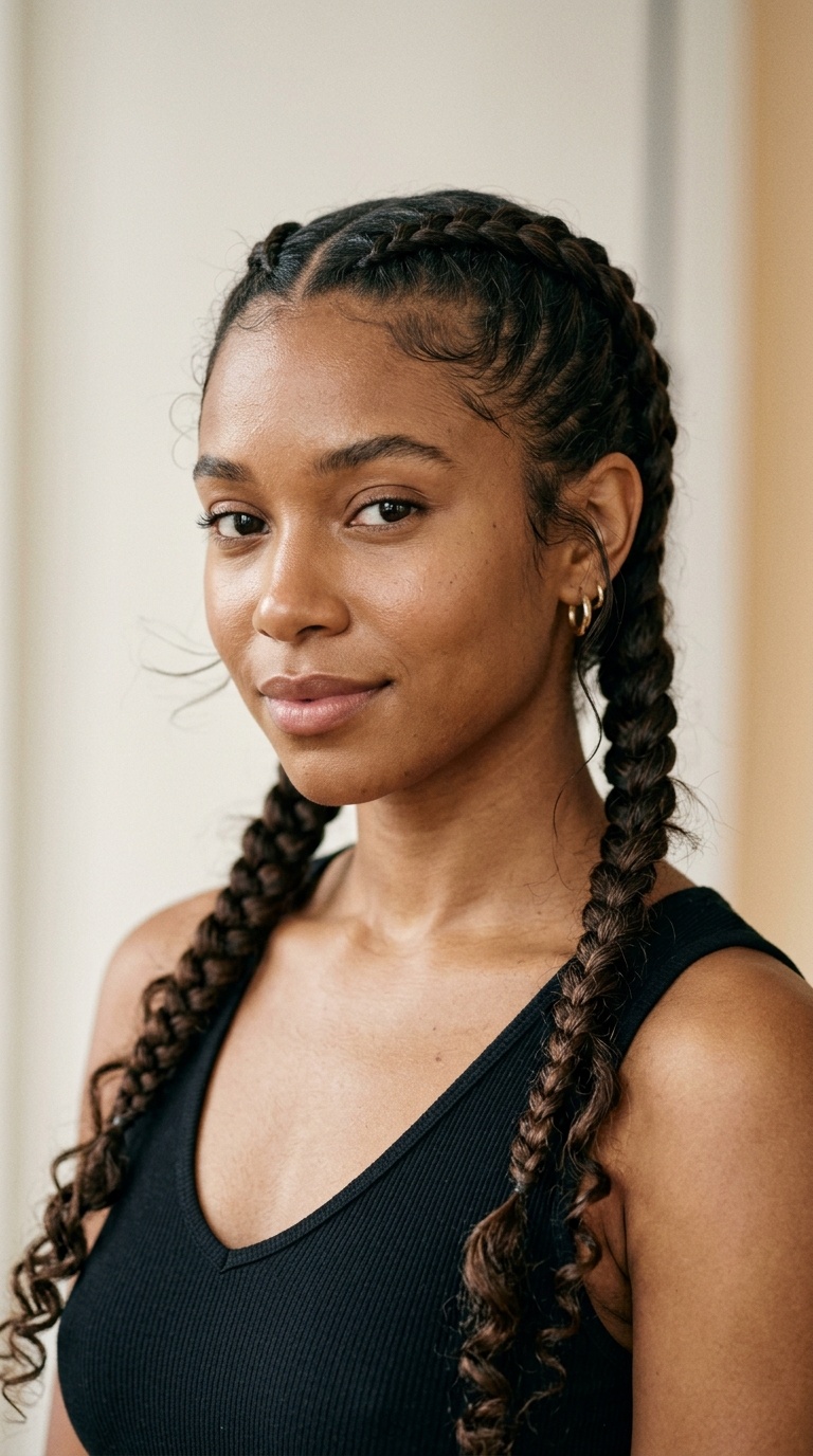 Double Dutch Braids with Front Flyaways