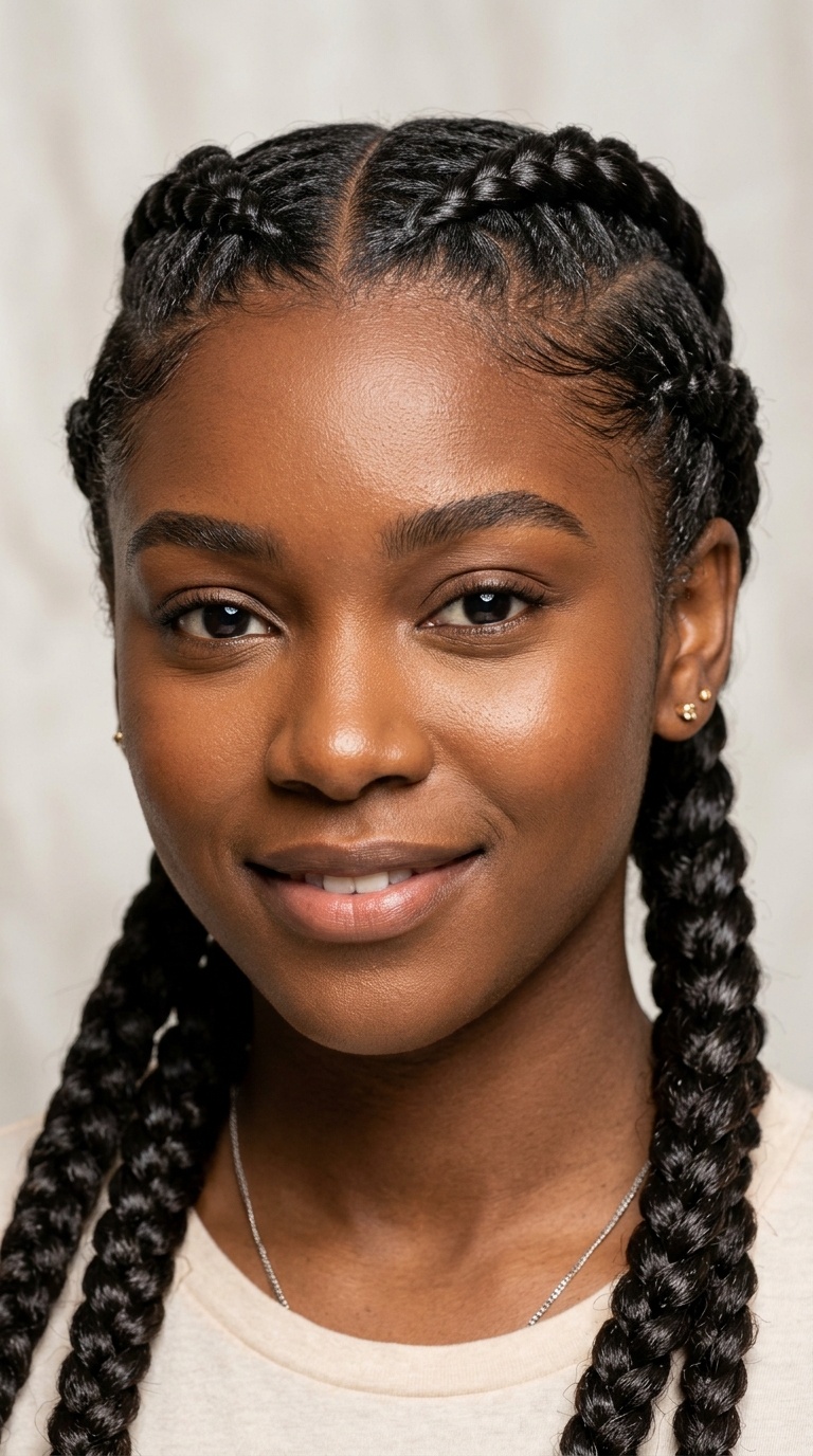 Double Dutch Braids with Hair Oil