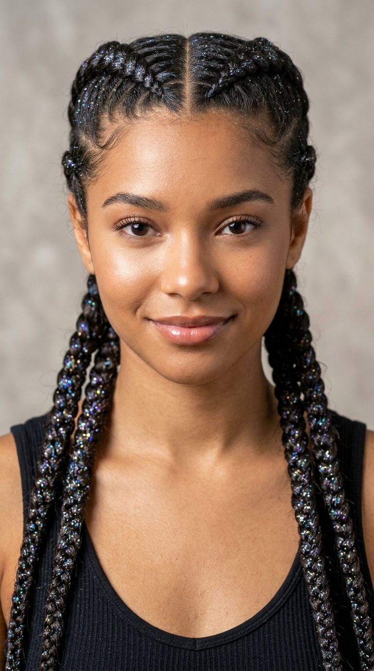 Double Dutch Braids with Holographic Glitter