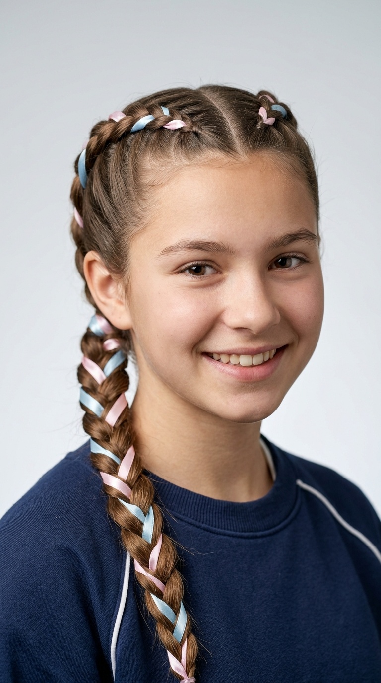 Double Dutch Braids with Ribbon