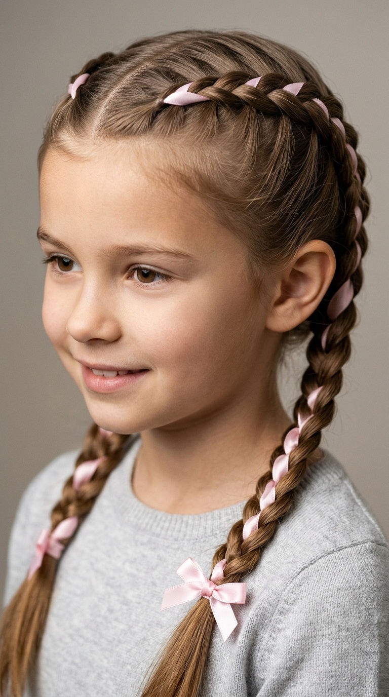 Double Dutch Braids with Ribbons