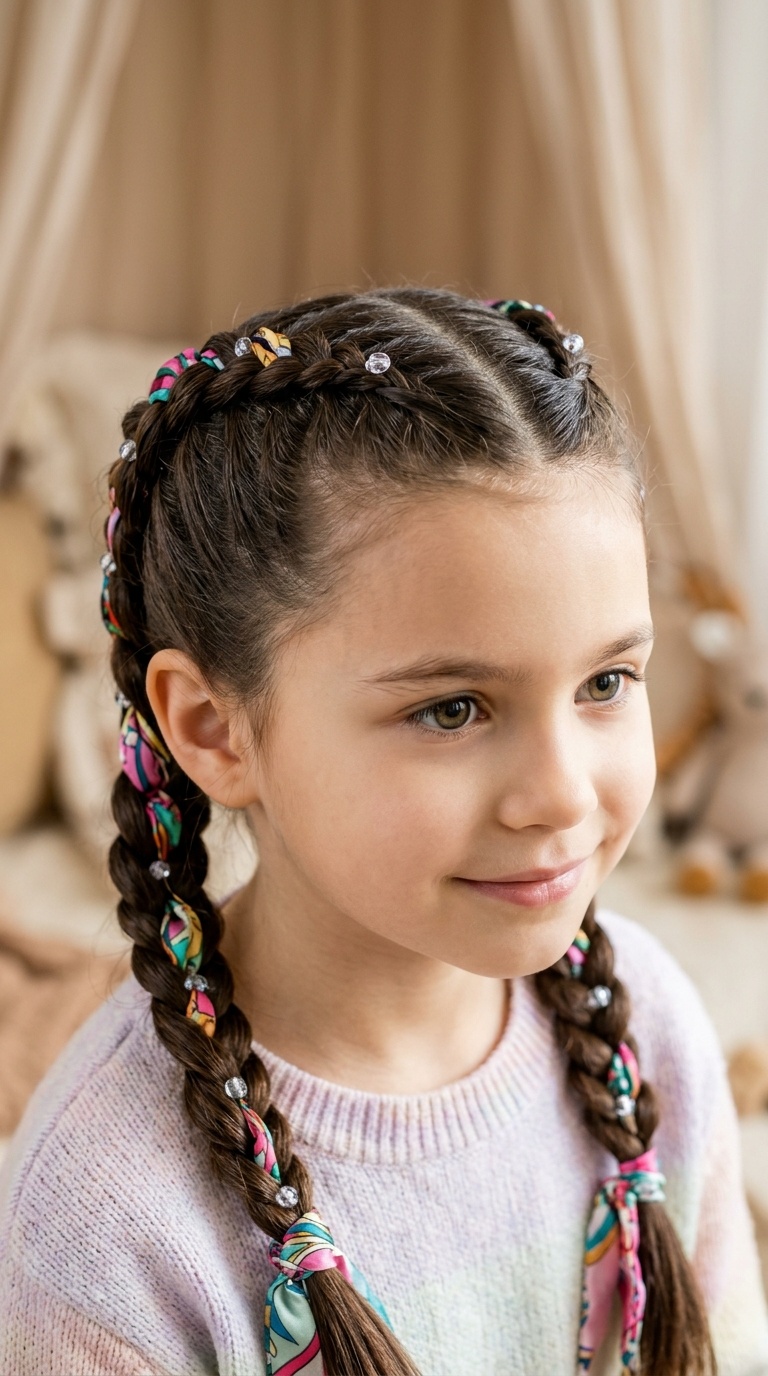 Double Dutch Braids with Silk Ribbons